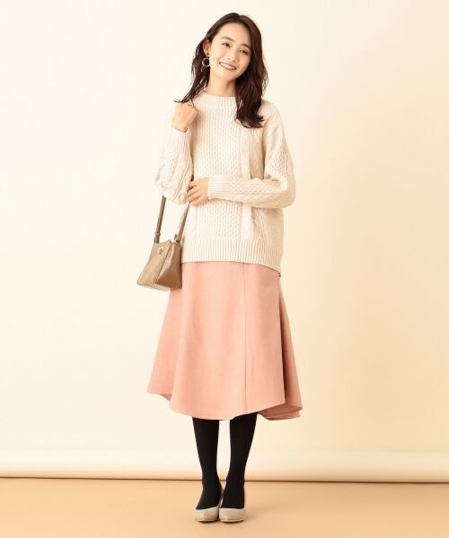 L size ONWARD(大きいサイズ) / エルサイズオンワード ミニ・ひざ丈スカート | 【洗える】マーメイドスエード調 スカート | 詳細1