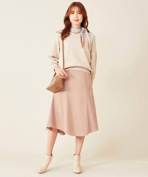 L size ONWARD(大きいサイズ) / エルサイズオンワード ミニ・ひざ丈スカート | 【洗える】マーメイドスエード調 スカート | 詳細3