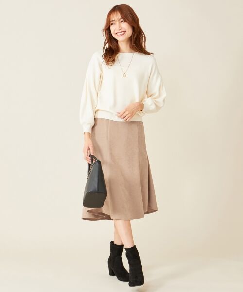 L size ONWARD(大きいサイズ) / エルサイズオンワード ミニ・ひざ丈スカート | 【洗える】マーメイドスエード調 スカート | 詳細7