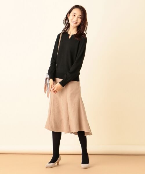 L size ONWARD(大きいサイズ) / エルサイズオンワード ミニ・ひざ丈スカート | 【洗える】マーメイドスエード調 スカート | 詳細9