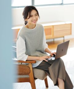 L size ONWARD(大きいサイズ) / エルサイズオンワード ベスト | 【洗える】リネンコットン片畦ベスト