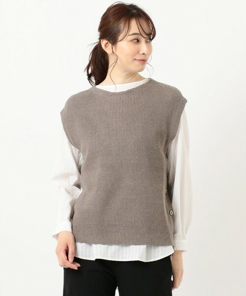 L size ONWARD(大きいサイズ) / エルサイズオンワード ベスト | 【洗える】リネンコットン片畦ベスト | 詳細8