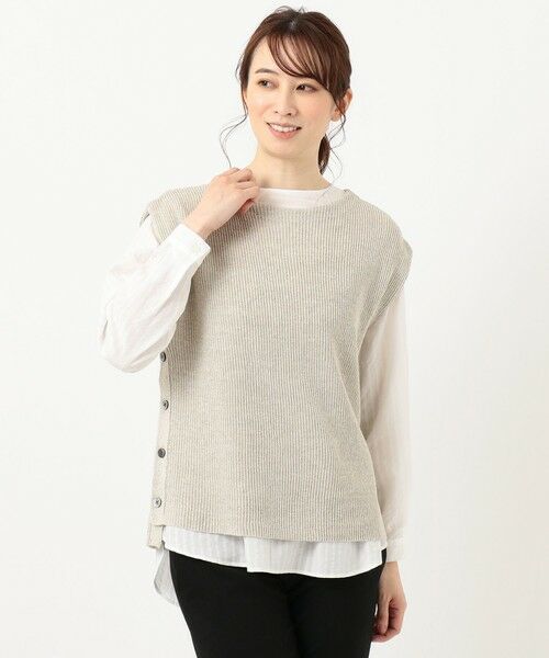 L size ONWARD(大きいサイズ) / エルサイズオンワード ベスト | 【洗える】リネンコットン片畦ベスト | 詳細11