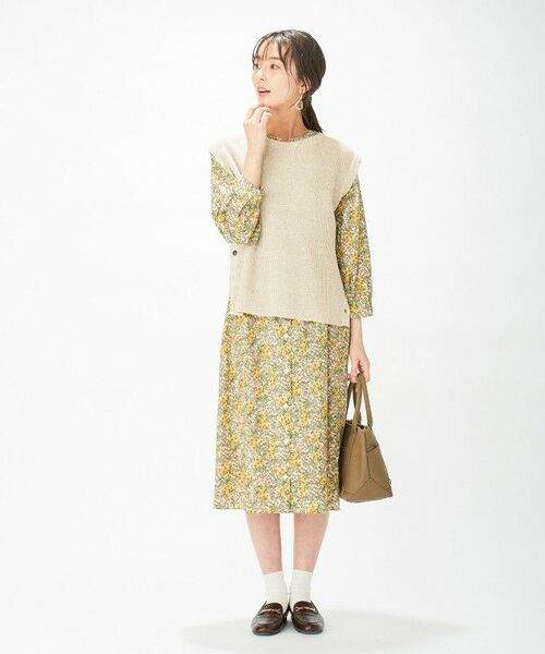 L size ONWARD(大きいサイズ) / エルサイズオンワード ベスト | 【洗える】リネンコットン片畦ベスト | 詳細9