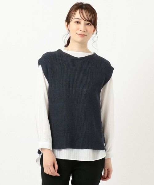 L size ONWARD(大きいサイズ) / エルサイズオンワード ベスト | 【洗える】リネンコットン片畦ベスト | 詳細21