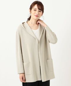L size ONWARD(大きいサイズ) / エルサイズオンワード カーディガン・ボレロ | 【洗える】オーガニックコットン フーデッドカーディガン