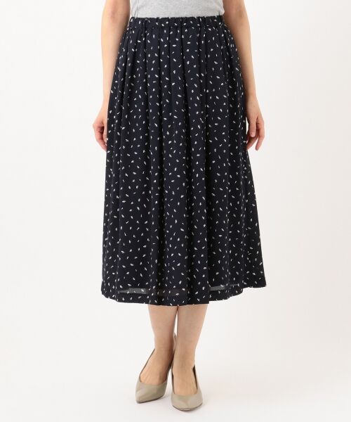 L size ONWARD(大きいサイズ) / エルサイズオンワード ミニ・ひざ丈スカート | 【洗える】フェザージオメトリックプリント スカート | 詳細10