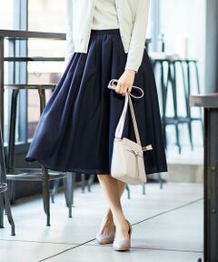 L size ONWARD(大きいサイズ) / エルサイズオンワード ミニ・ひざ丈スカート | 【洗える】タックギャザーエアリー スカート