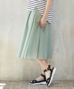 L size ONWARD(大きいサイズ) / エルサイズオンワード ミニ・ひざ丈スカート | 【洗える】タックギャザーエアリー スカート