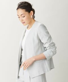 L size ONWARD(大きいサイズ) / エルサイズオンワード ノーカラージャケット | 【マガジン掲載】Crumple ノーカラージャケット（番号CH23）