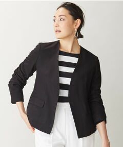 L size ONWARD(大きいサイズ) / エルサイズオンワード ノーカラージャケット | 【マガジン掲載】Crumple ノーカラージャケット（番号CH23）