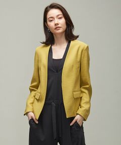 L size ONWARD(大きいサイズ) / エルサイズオンワード ノーカラージャケット | 【マガジン掲載】Crumple ノーカラージャケット（番号CH23）