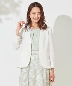 L size ONWARD(大きいサイズ) / エルサイズオンワード ノーカラージャケット | 【洗える】カラーレスライト ジャケット