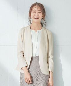 L size ONWARD(大きいサイズ) / エルサイズオンワード ノーカラージャケット | 【洗える】カラーレスライト ジャケット