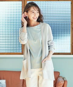 L size ONWARD(大きいサイズ) / エルサイズオンワード カーディガン・ボレロ | 【洗える】片畦Vネック ロングカーディガン