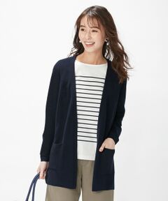 L size ONWARD(大きいサイズ) / エルサイズオンワード カーディガン・ボレロ | 【洗える】片畦Vネック ロングカーディガン