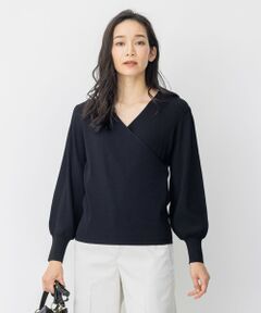 ビスコース ストレッチ カシュクール プルオーバー ニット