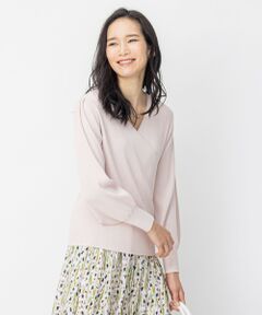 ビスコース ストレッチ カシュクール プルオーバー ニット