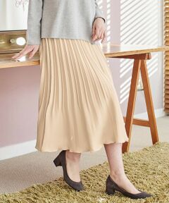 L size ONWARD(大きいサイズ) / エルサイズオンワード ロング・マキシ丈スカート | 【洗える】バックジョーゼットサテン プリーツスカート