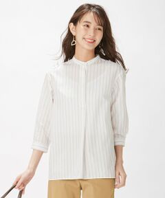 L size ONWARD(大きいサイズ) / エルサイズオンワード シャツ・ブラウス | 【洗える】コットン キュプラドビーストライプ ブラウス