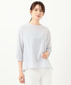 L size ONWARD(大きいサイズ) / エルサイズオンワード カットソー | ストライプジャージー クルーネック カットソー