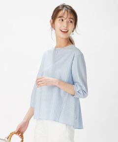 L size ONWARD(大きいサイズ) / エルサイズオンワード カットソー | ストライプジャージー クルーネック カットソー