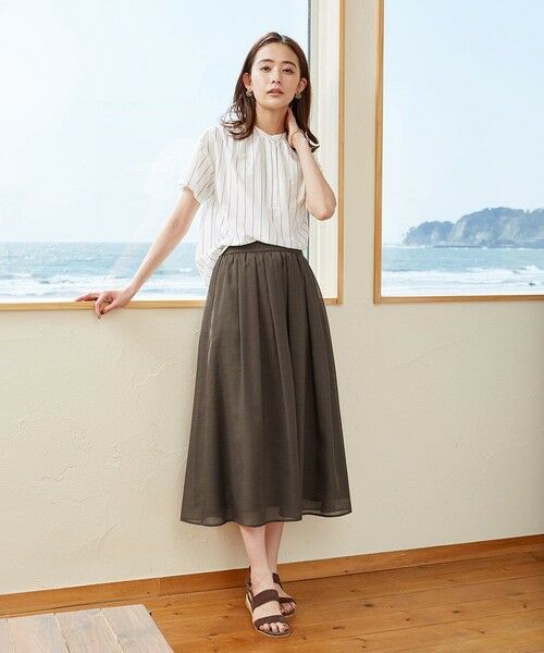 L size ONWARD(大きいサイズ) / エルサイズオンワード カットソー | 【イージーケア】スビンギザストライプ カットソー | 詳細1