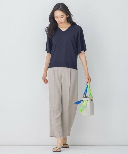 L size ONWARD(大きいサイズ) / エルサイズオンワード ニット・セーター | VISCOSE STRETCH Vネック ニット プルオーバー | 詳細15