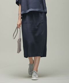 L size ONWARD(大きいサイズ) / エルサイズオンワード ミニ・ひざ丈スカート | 【マガジン掲載】 Fluid Back Satin ドロスト スカート（番号CK32）