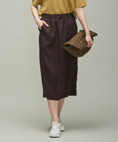 L size ONWARD(大きいサイズ) / エルサイズオンワード ミニ・ひざ丈スカート | 【マガジン掲載】 Fluid Back Satin ドロスト スカート（番号CK32）