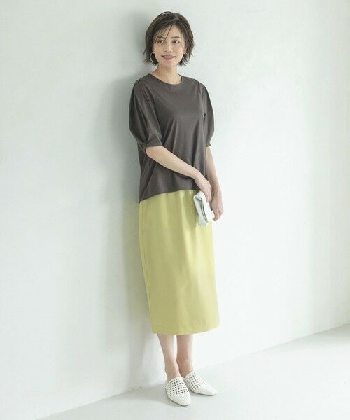 L size ONWARD(大きいサイズ) / エルサイズオンワード ミニ・ひざ丈スカート | 【マガジン掲載】 Fluid Back Satin ドロスト スカート(番号CK32) | 詳細1