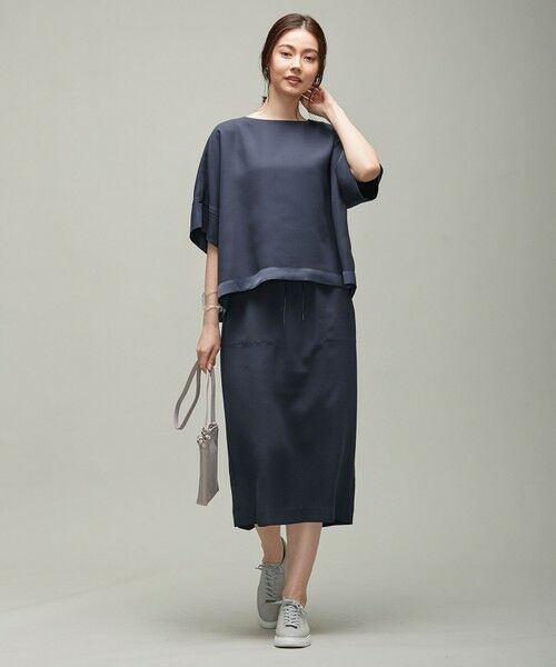 L size ONWARD(大きいサイズ) / エルサイズオンワード ミニ・ひざ丈スカート | 【マガジン掲載】 Fluid Back Satin ドロスト スカート(番号CK32) | 詳細5