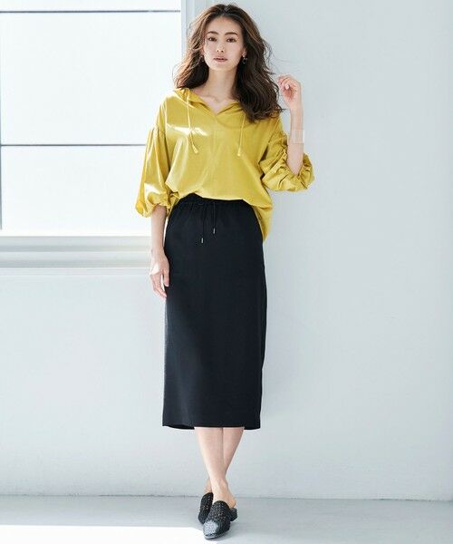 L size ONWARD(大きいサイズ) / エルサイズオンワード ミニ・ひざ丈スカート | 【マガジン掲載】 Fluid Back Satin ドロスト スカート(番号CK32) | 詳細15