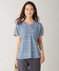 L size ONWARD(大きいサイズ) / エルサイズオンワード シャツ・ブラウス | 【洗える】ポリエステル デシンチェック柄プリント ブラウス