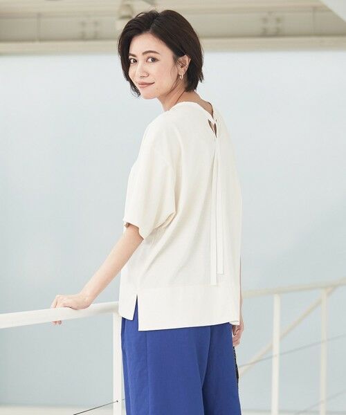 L size ONWARD(大きいサイズ) / エルサイズオンワード カットソー | 【洗える】 Plating天竺 バックデザイン カットソー(クリーム系)