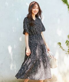 L size ONWARD(大きいサイズ) / エルサイズオンワード ロング・マキシ丈ワンピース | 【洗える】シルキーティアード ワンピース