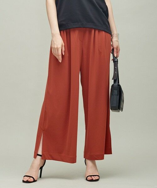 L size ONWARD(大きいサイズ) / エルサイズオンワード その他パンツ | 【洗える】Bunch イージー ワイドパンツ(ブラウン系)