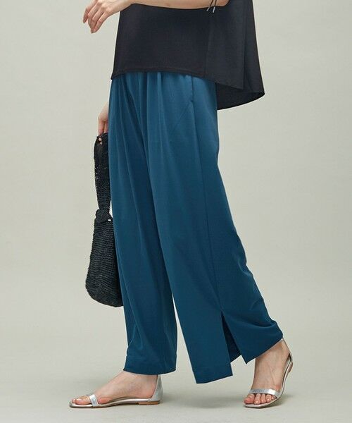 L size ONWARD(大きいサイズ) / エルサイズオンワード その他パンツ | 【洗える】Bunch イージー ワイドパンツ(ティールブルー系)