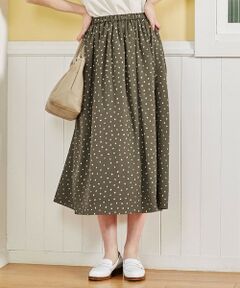 L size ONWARD(大きいサイズ) / エルサイズオンワード ミニ・ひざ丈スカート | 【洗える】ポリエステル デシンハケメプリント フレアスカート