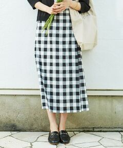 L size ONWARD(大きいサイズ) / エルサイズオンワード ミニ・ひざ丈スカート | 【洗える】BEZコットンリネンブロックギンガム スカート