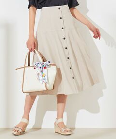 L size ONWARD(大きいサイズ) / エルサイズオンワード ミニ・ひざ丈スカート | ボタンポイントフレア スカート