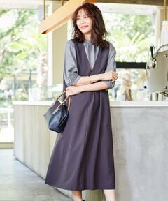 L size ONWARD(大きいサイズ) / エルサイズオンワード ロング・マキシ丈ワンピース | 【洗える】リラクシオンツイル ジャンパースカート