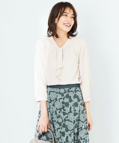 L size ONWARD(大きいサイズ) / エルサイズオンワード シャツ・ブラウス | 【洗える】トロミ ボウタイ 8分袖 ブラウス