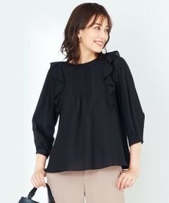 L size ONWARD(大きいサイズ) / エルサイズオンワード シャツ・ブラウス | 【美人百花10月号掲載】フリルピンタック ブラウス