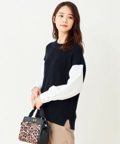 L size ONWARD(大きいサイズ) / エルサイズオンワード ニット・セーター | 【洗える】シャツコンビ レイヤード トップス