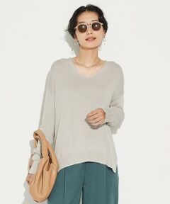 L size ONWARD(大きいサイズ) / エルサイズオンワード ニット・セーター | シルクコットンリリー Vネックプルオーバー ニット (検索番号:JG34)