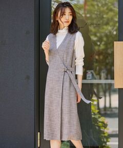 L size ONWARD(大きいサイズ) / エルサイズオンワード ロング・マキシ丈ワンピース | 【洗える】RIOPERE MIXチェック ジャンパースカート