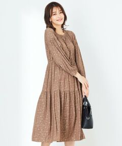 L size ONWARD(大きいサイズ) / エルサイズオンワード ロング・マキシ丈ワンピース | 【洗える】ジャカードギャザー ワンピース