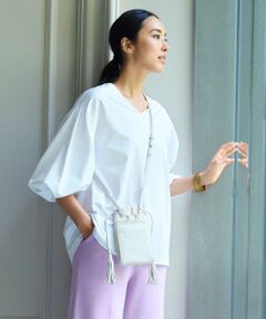 L size ONWARD(大きいサイズ) / エルサイズオンワード カットソー | 【洗える】シャツライクジャージー ボリュームスリーブ カットソー