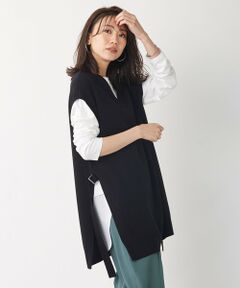 L size ONWARD(大きいサイズ) / エルサイズオンワード ベスト | 【洗える】ウールコットンロング ベスト